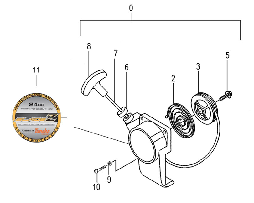 (image for) Pull Starter Recoil Assembly 24cc Original Style w/ Wrap